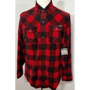 NEW Eddie Bauer Red Black Buffalo Plaid Fleece Button-Up Shirt Sz Medium NWT $70